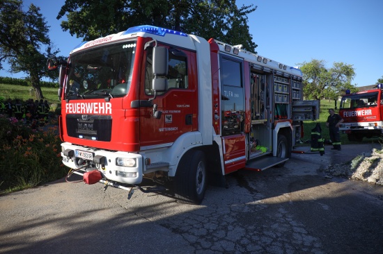 Drei Feuerwehren bei Brand im Heizraum eines Hauses in Natternbach im Einsatz