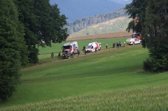 Personenrettung nach schwerem Forstunfall in einem Waldstck in St. Aegidi