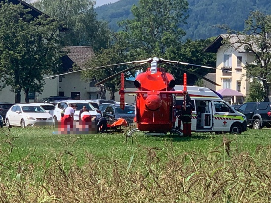 Notarzthubschrauber in Weyregg am Attersee im Einsatz