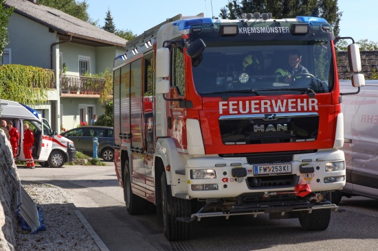 Drei Feuerwehren bei Brand in einem Wohnhaus in Kremsmnster im Einsatz