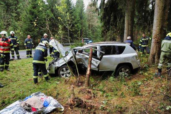 PKW von Strae abgekommen: Verkehrsunfall in St. Peter am Wimberg fordert einen Verletzten
