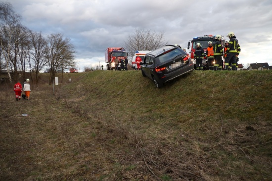 Auto drohte ber Bschung zu strzen - Frauchen und Hund in Wels-Neustadt aus PKW gerettet