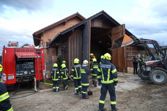 Brand in einem Hackschnitzelbunker bei einem Bauernhof in Offenhausen