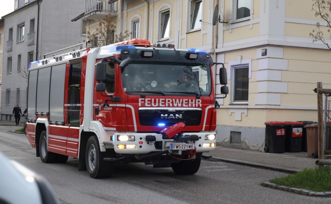 Wasserdampf aus Abluftrohr hinter Altpapiercontainern lste Einsatz in Wels-Neustadt aus