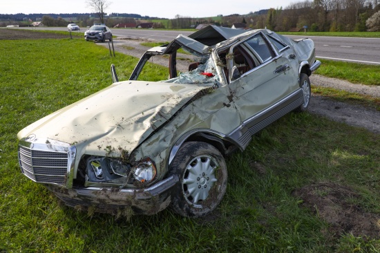 Autoberschlag auf Rieder Strae bei Geiersberg fordert einen Schwerverletzten