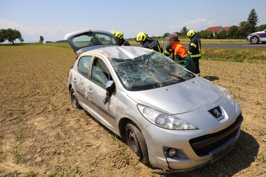 Autolenkerin mit PKW bei Steinhaus in ein Feld berschlagen