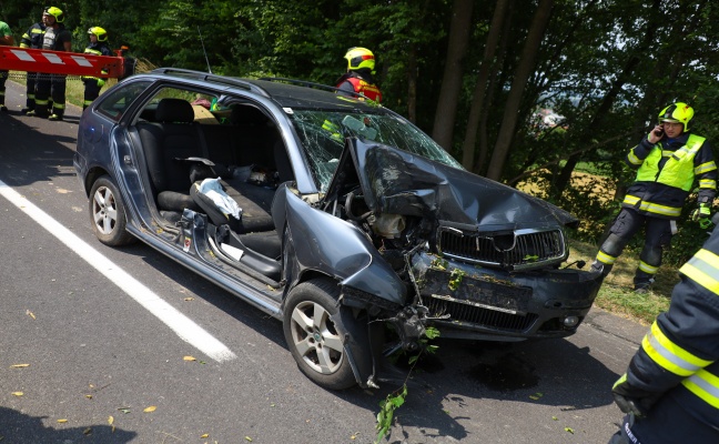 Menschenrettung nach Verkehrsunfall: Auto bei Rstorf frontal gegen Bume geprallt