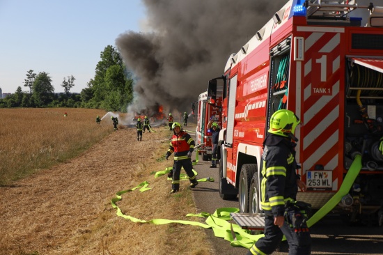 Vier PKW und zwei Kleintransporter in Marchtrenk in Flammen aufgegangen