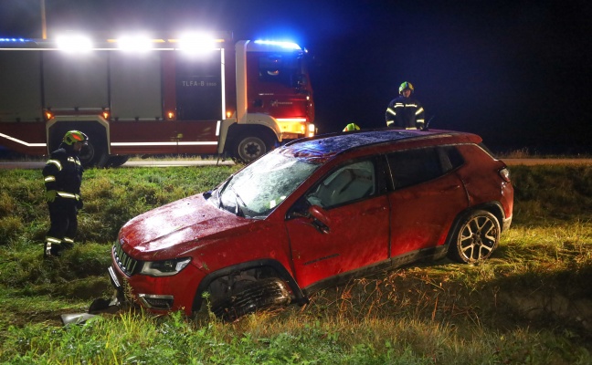 Auto bei nchtlichem Verkehrsunfall in Steinhaus von Strae abgekommen