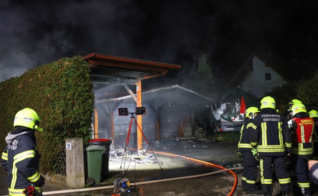 Drei Feuerwehren bei Carport- beziehungsweise Gartenhttenbrand in St. Florian im Einsatz