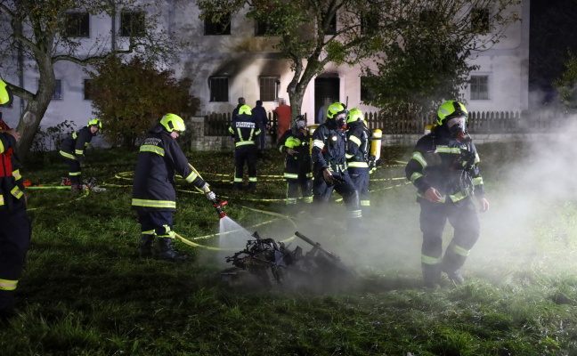 Fnf Feuerwehren bei Brand auf einem Bauernhof in St. Martin im Mhlkreis im Einsatz