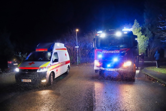 Einsatzkrfte kurzzeitig bei Verpuffung in Heizraum in einem Wohnhaus in Gallneukirchen im Einsatz