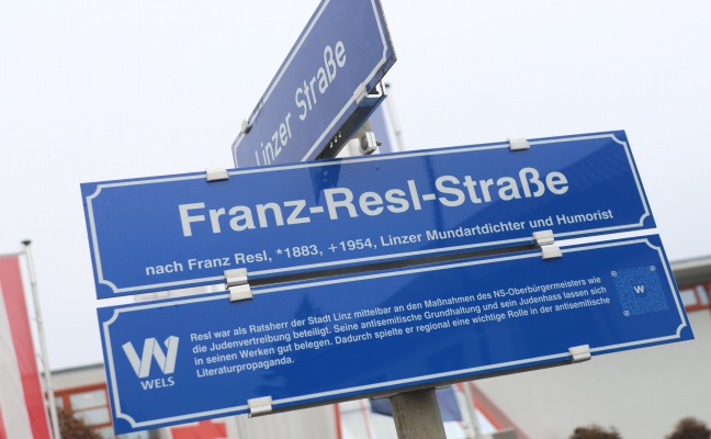 Hinweisschilder zu historisch belasteten Stra�ennamen in Wels sorgen wieder f�r Diskussion