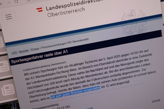 "Auto hat gute Bremsen": Lamborghini-Lenker raste bei Eberstalzell mit 206 km/h ber Westautobahn