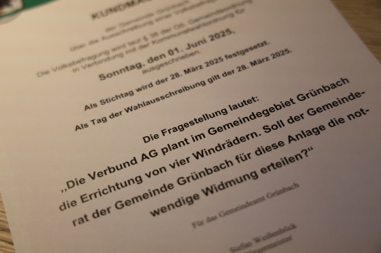 Volksbefragung: Grnbach stimmt gegen Widmung fr geplantes Windkraftprojekt