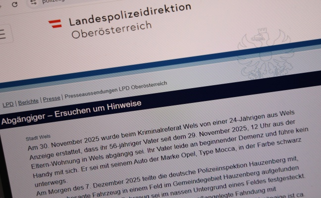 Abg�ngigkeit: 56-j�hriger Mann aus Wels abg�ngig - Auto in Deutschland gefunden