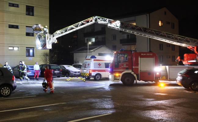 Personenrettung in Gmunden: Patient mittels Drehleiter schonend aus f�nftem Stock gerettet