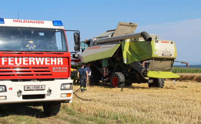 Brand eines Mhdreschers rechtzeitig entdeckt und abgelscht