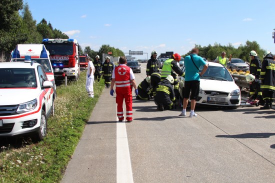 Verkehrsunfall auf der Westautobahn bei Sattledt endete glimpflich