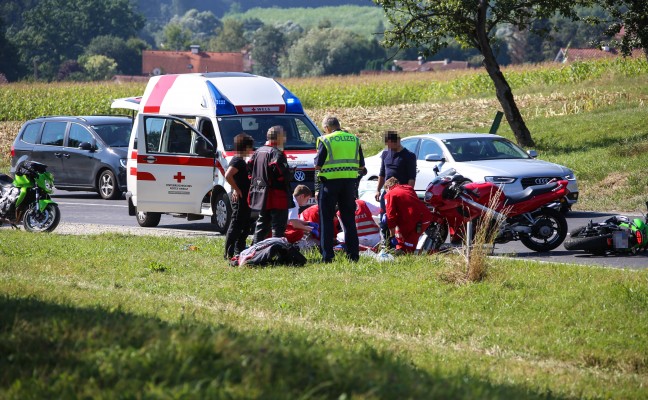 Schwerer Motorradunfall auf der Innviertler Strae bei Krenglbach