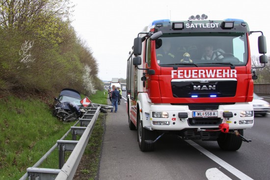 Verkehrsunfall auf der Pyhrnautobahn bei Ried im Traunkreis endet glimpflich