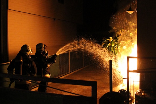 Aufmerksame Nachbarn bemerken Brand einer Biotonne