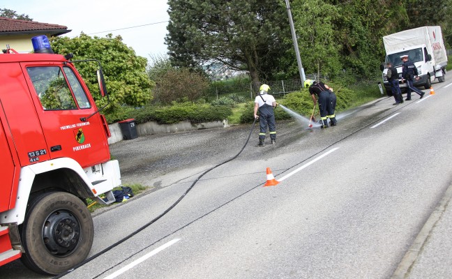 Unbeabsichtigte Markierungsarbeiten: Farbkbel im Laderaum eines Klein-LKWs umgekippt