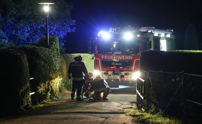 Feuerwehr bei Kleinbrand in einer Gartenhtte in Wels-Lichtenegg im Einsatz