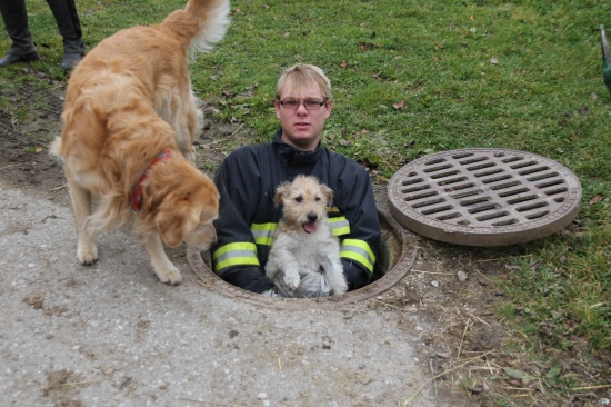 Feuerwehr rettete Hund "Jimmy" aus Kanalrohr