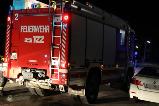 Nchtlicher Brand einer Thujenhecke in Traun