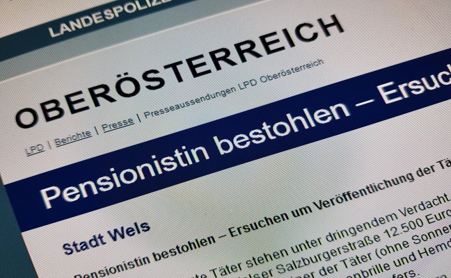 Unbekannte Tter entwendeten Pensionistin 12.500 Euro aus Handtasche