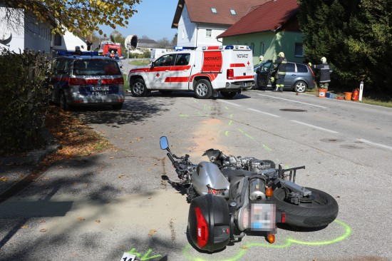 Motorradlenker bei Verkehrsunfall in Pettenbach schwerst verletzt