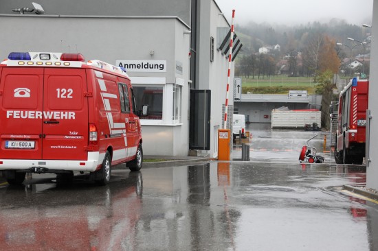 Feuerwehr bei erneutem Gasalarm in Industriebetrieb in Kirchdorf an der Krems im Einsatz