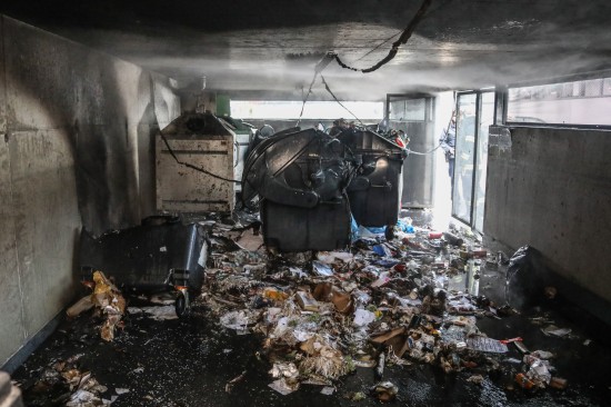 Neuerlicher Brand im Mllraum der Bahnhof City Wels in Wels-Innenstadt